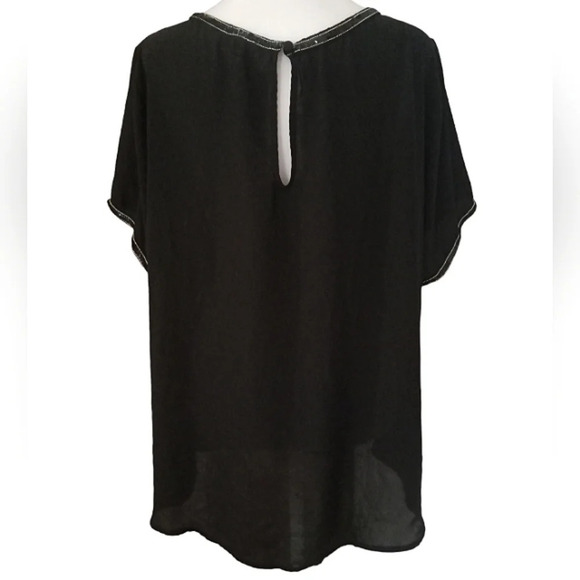Torrid Black Sheer Blouse Top With Beaded Sequin Trim Sexy Office Siren Size 2X - Picture 5 of 9